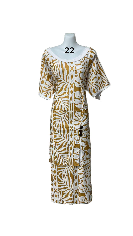 White & Gold Puletasi Size 22