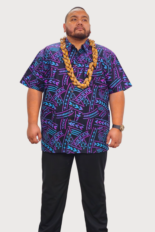 DANIEL SHIRT - COLLARED BUTTON UP - BLACK & PURPLE