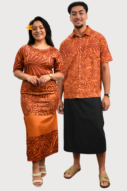 ELEI PULETASI - ROUND NECK PULETASI - TWO PIECE OUTFIT - BROWN