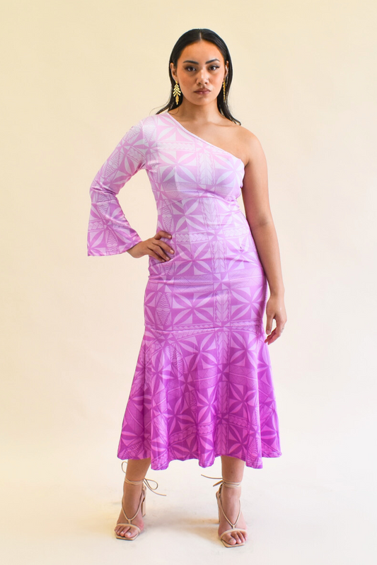 HEREANI DRESS - ONE SLEEVE MAXI DRESS - OMBRE PURPLE
