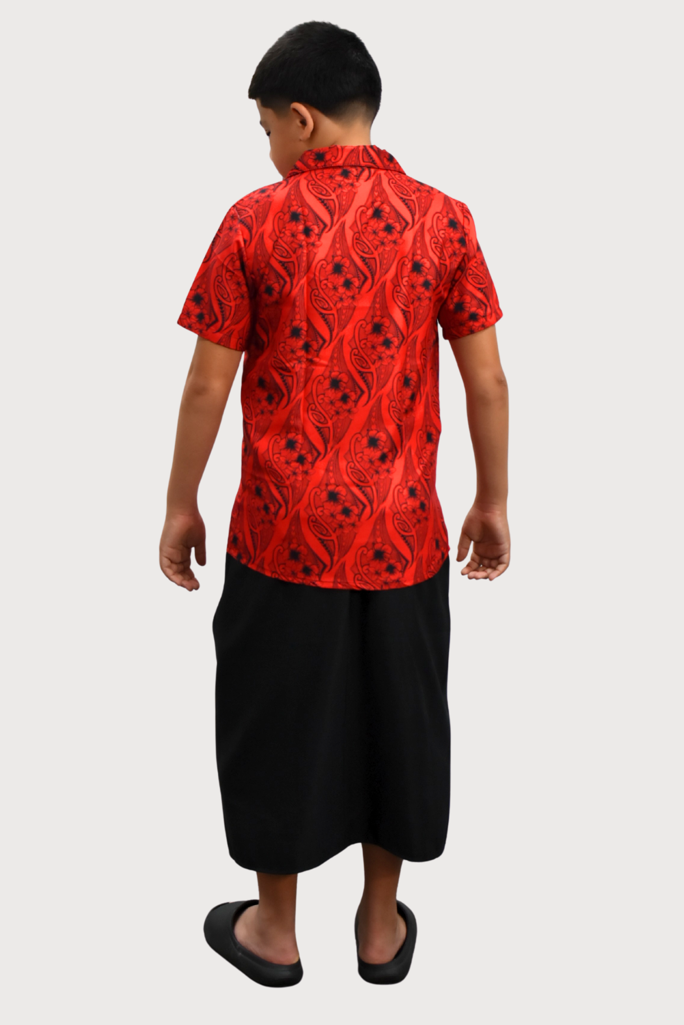 KASI BOYS SHIRT - COLLARED BUTTON UP - RED & BLACK