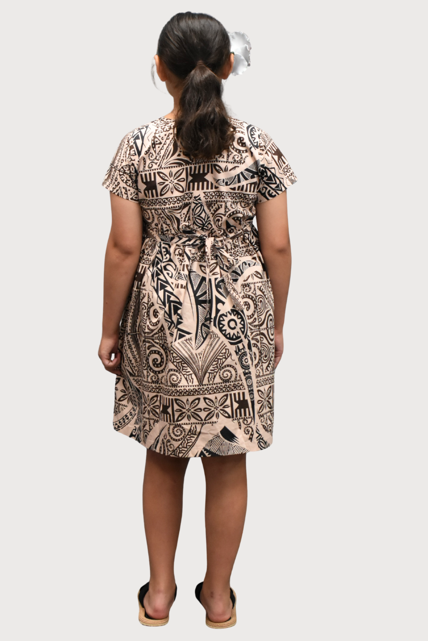SARAH GIRLS DRESS - FLOWY DRESS - TAN & BLACK