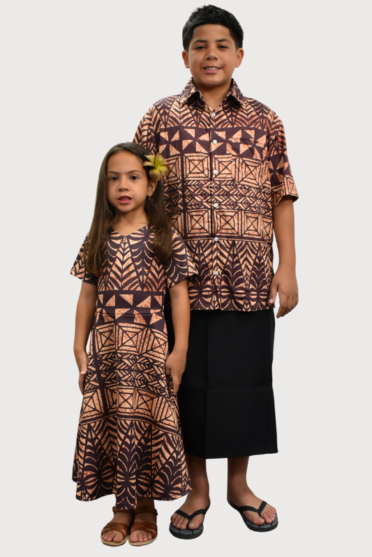 GIRLS DRESS - FLOWY DRESS - BROWN