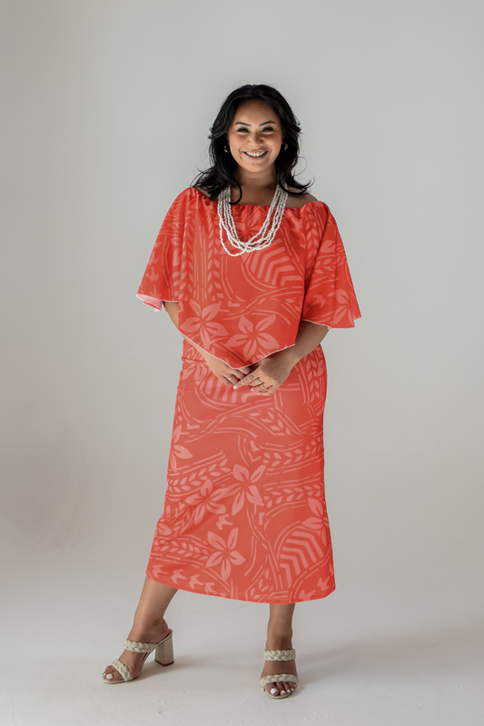 MAMANA DRESS - CAPE MIDI DRESS - RED