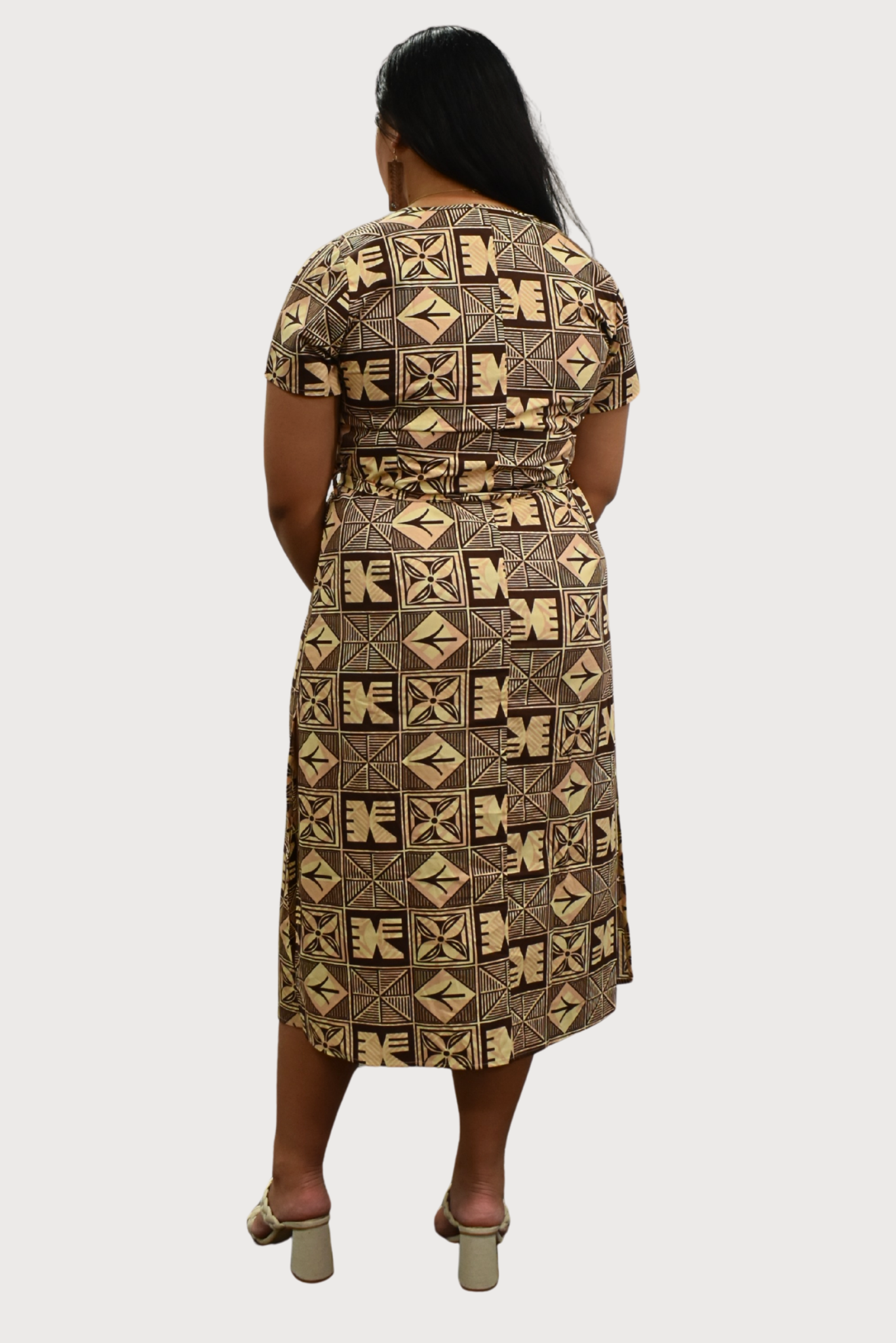 ELENA DRESS - MIDI DRESS - BEIGE & BROWN