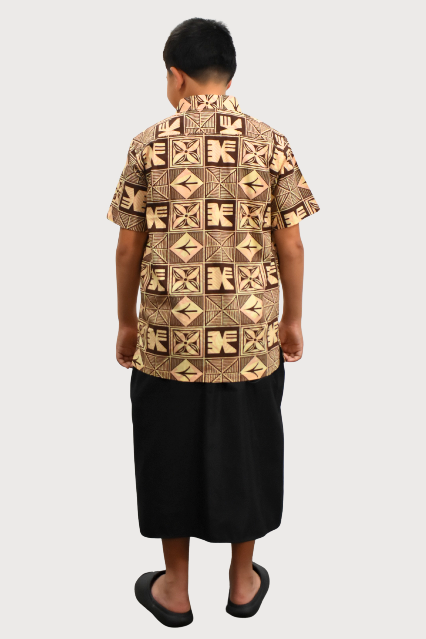 EZRA BOYS SHIRT - COLLARED SHIRT - BEIGE & BROWN