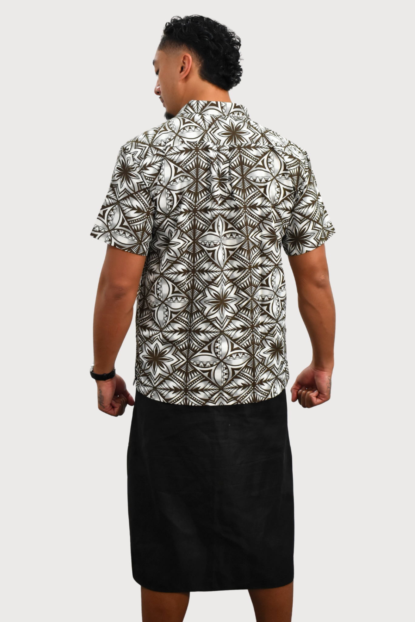 MARCUS SHIRT - COLLARED BUTTON UP - BROWN & WHITE