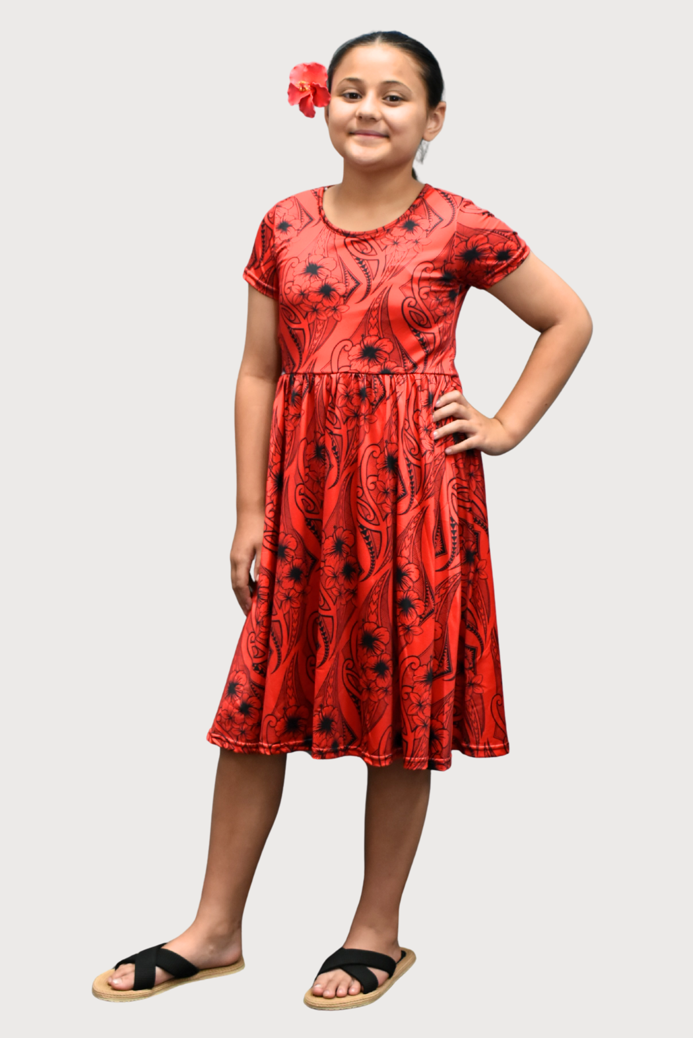KIANA GIRLS DRESS - ALINE FLOWY DRESS - RED