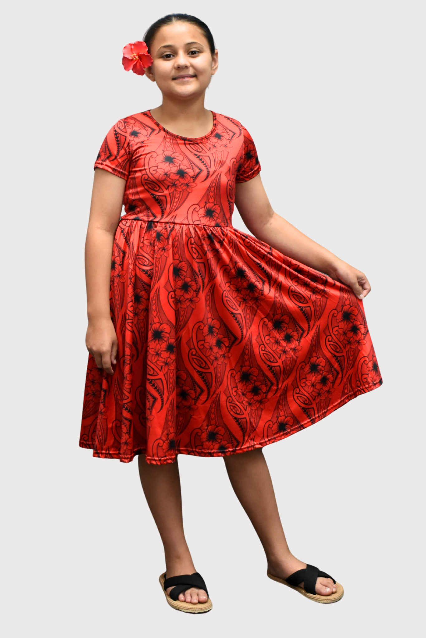 KIANA GIRLS DRESS - ALINE FLOWY DRESS - RED