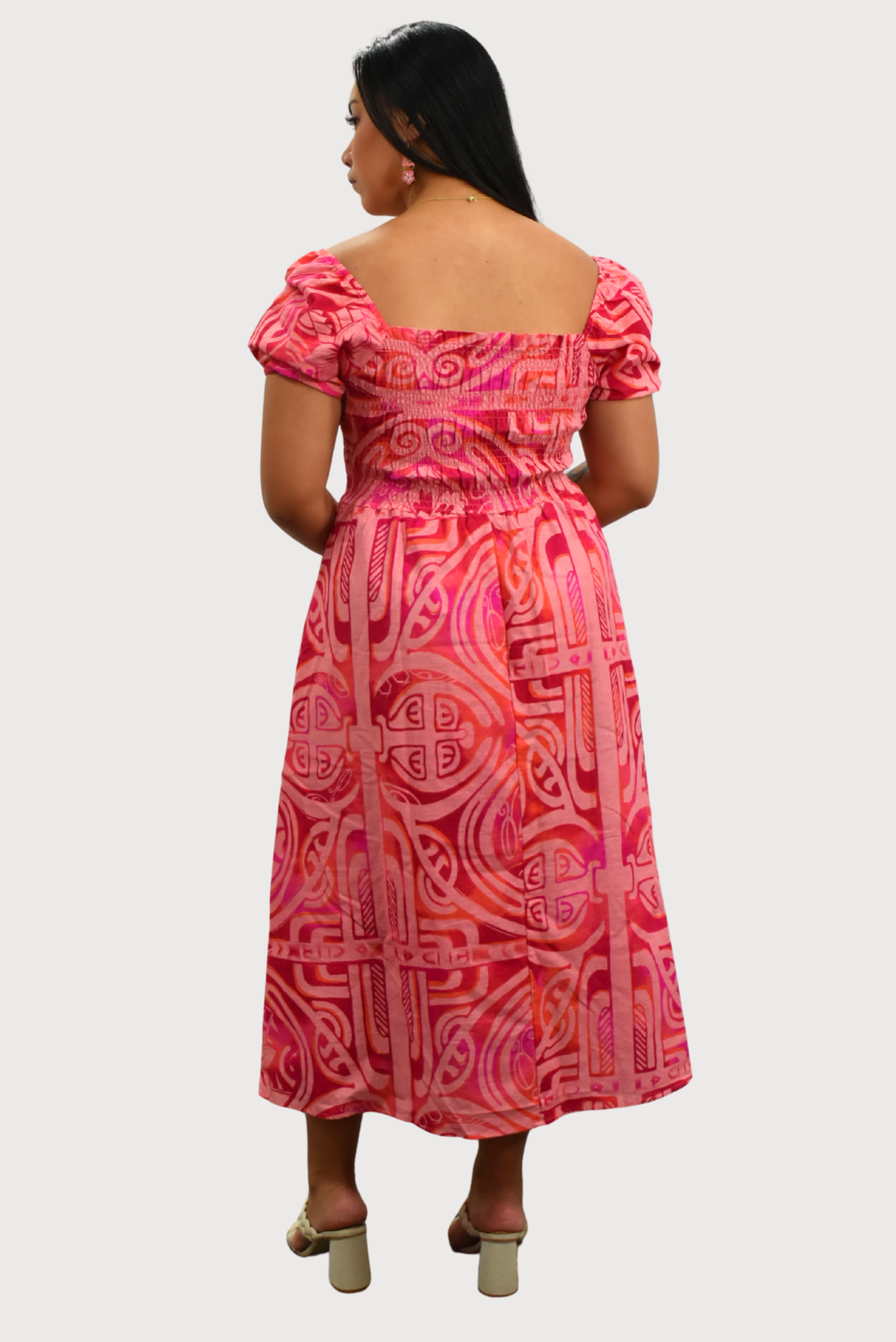 XENIA DRESS - FLOWY DRESS - PINK & RED