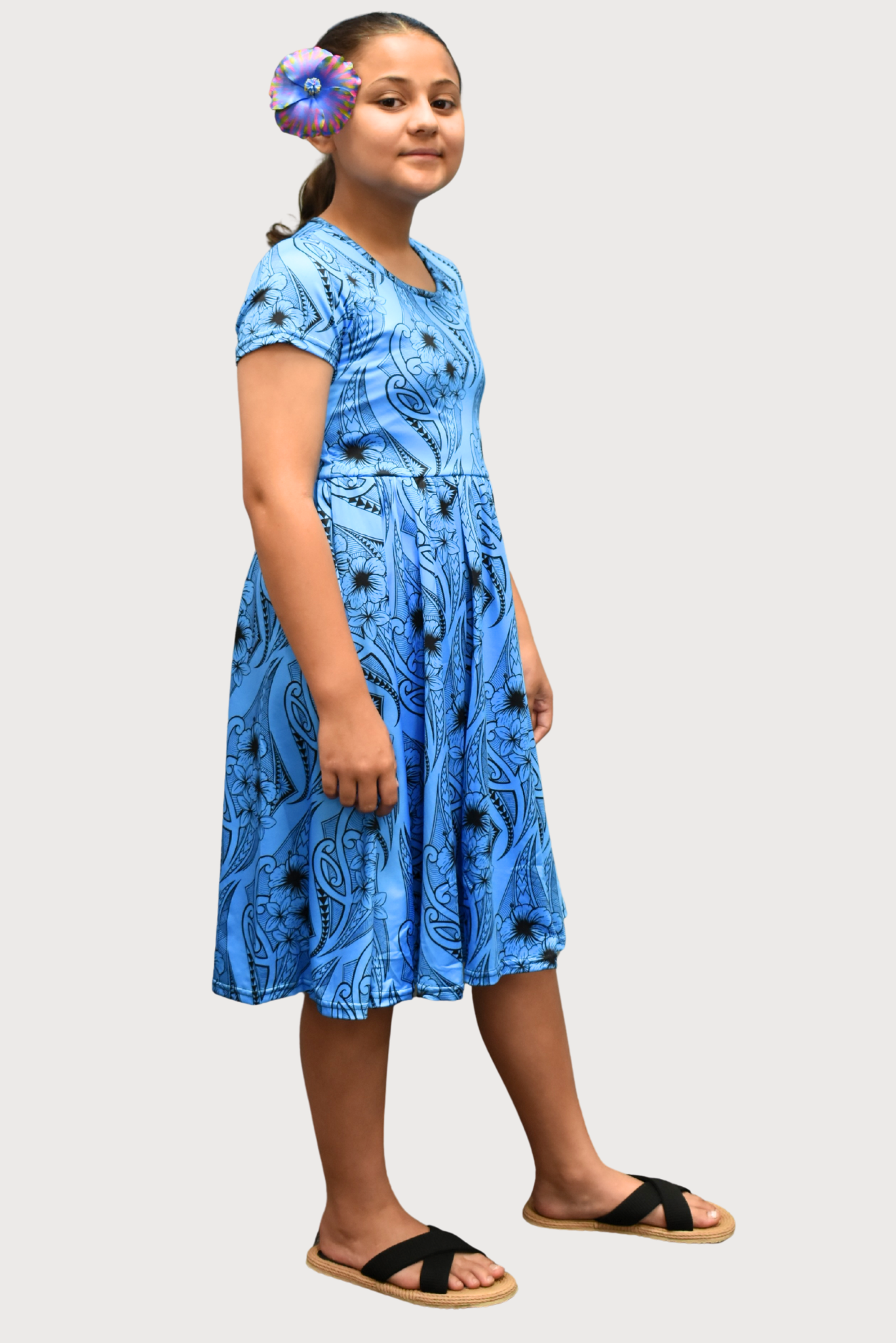 KIANA GIRLS DRESS - ALINE FLOWY DRESS - BLUE