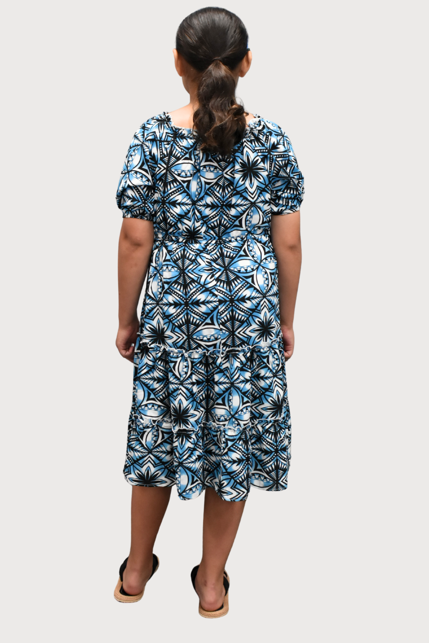 MARIAH GIRLS DRESS - FLOWY DRESS - BLUE & BLACK