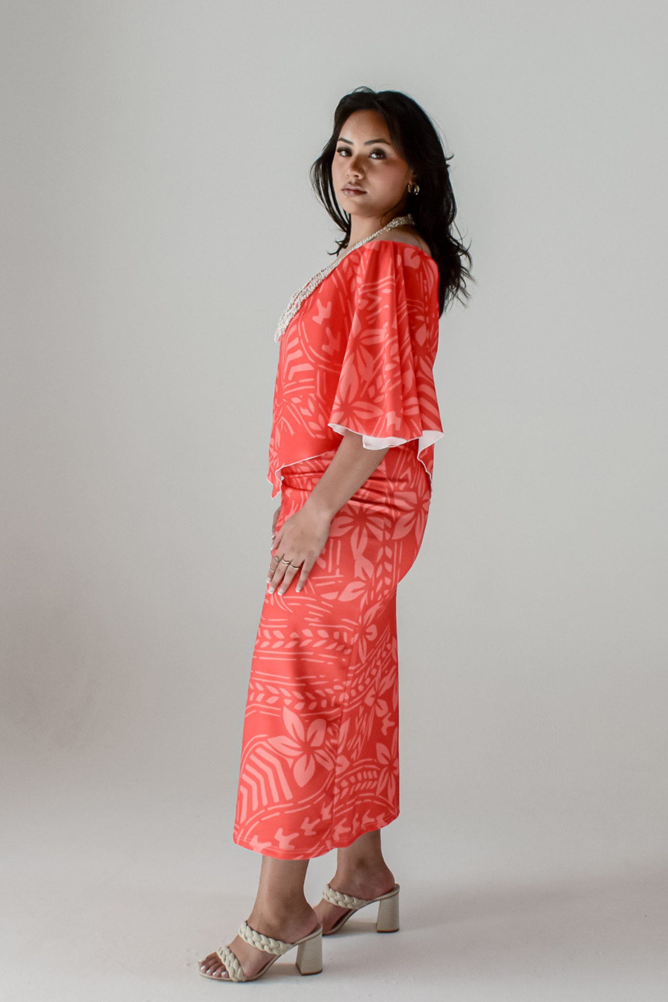 MAMANA DRESS - CAPE MIDI DRESS - RED