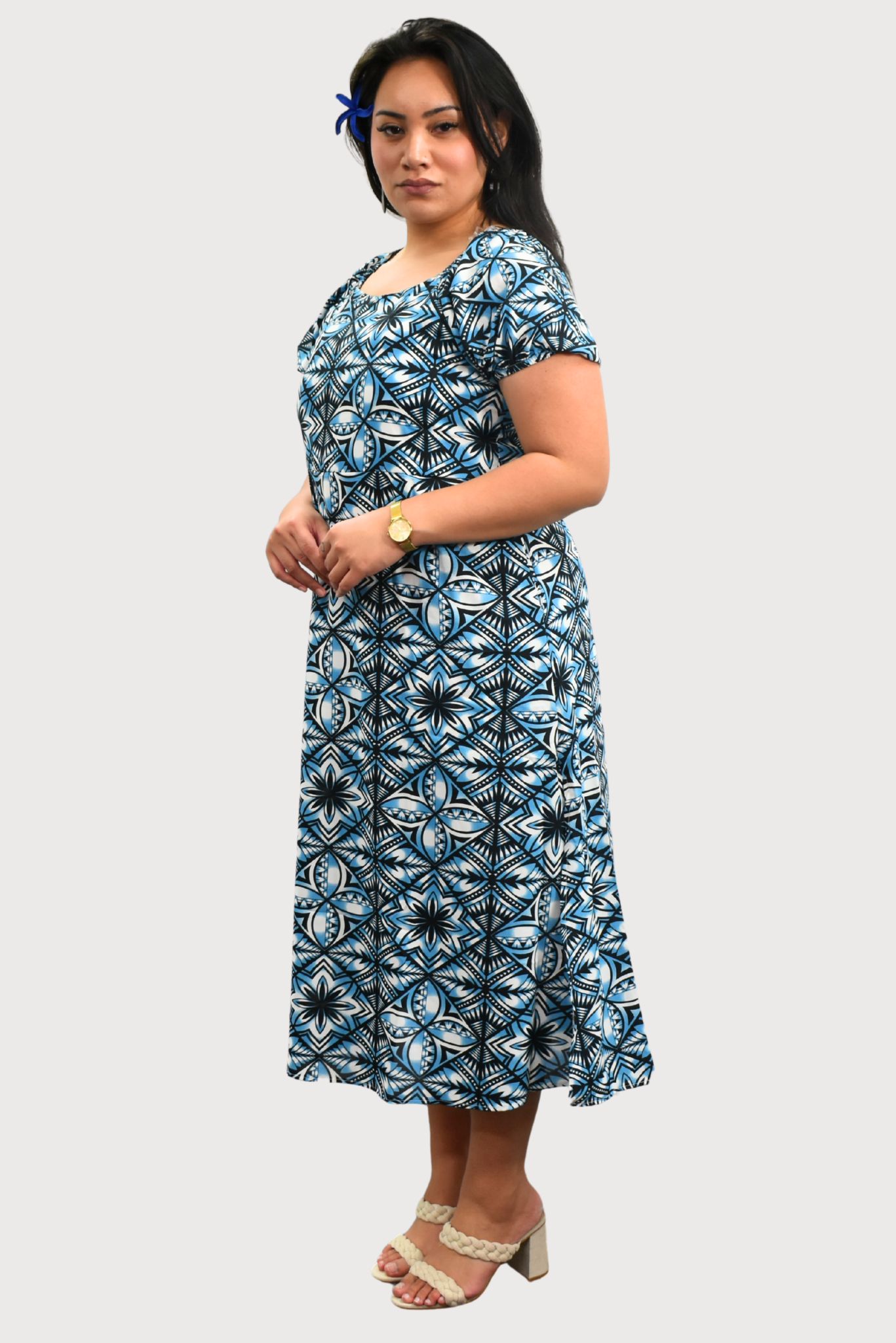 MARIAH DRESS - HIGH WAIST DRESS - BLUE & BLACK