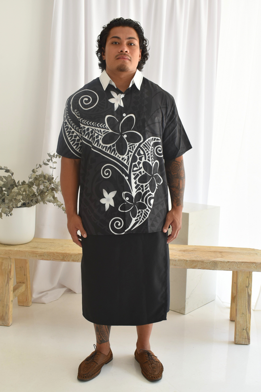 (PRE-ORDER) NOIR SHIRT - COLLARED BUTTON UP SHIRT - BLACK & WHITE