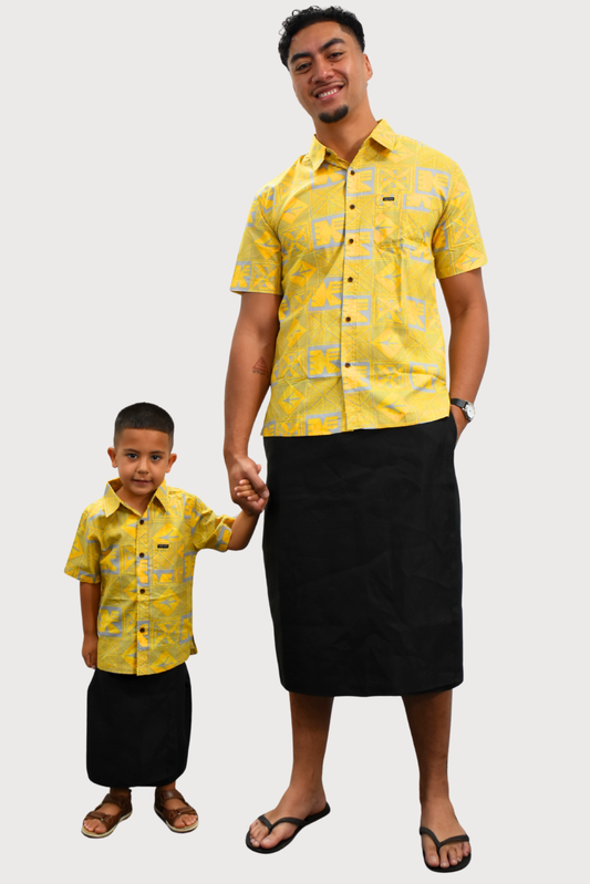 EZRA BOYS SHIRT - COLLARED SHIRT - YELLOW & GREY