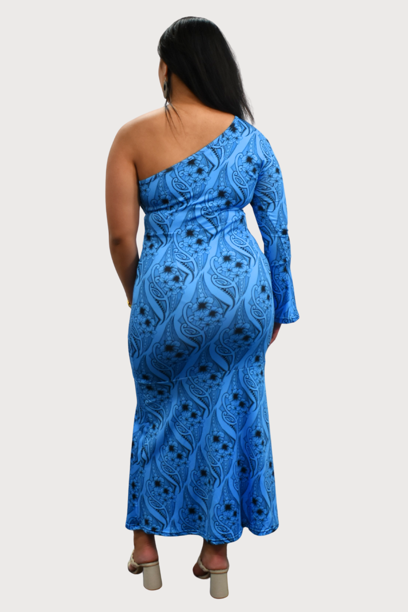 KIANA DRESS - ONE SLEEVE MAXI DRESS - BLUE
