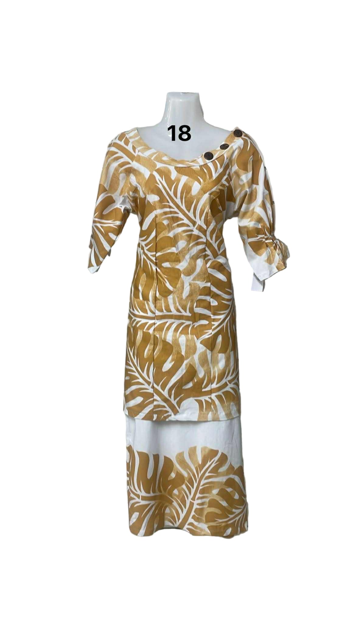 White & Gold Puletasi Size 18