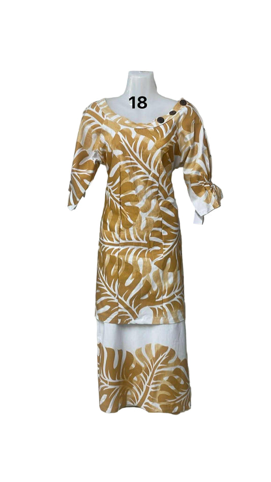 White & Gold Puletasi Size 18