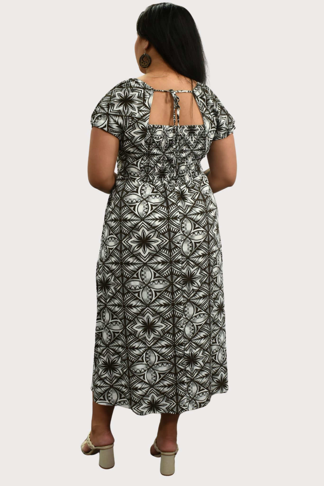 MARIAH DRESS - HIGH WAIST DRESS - BROWN & WHITE