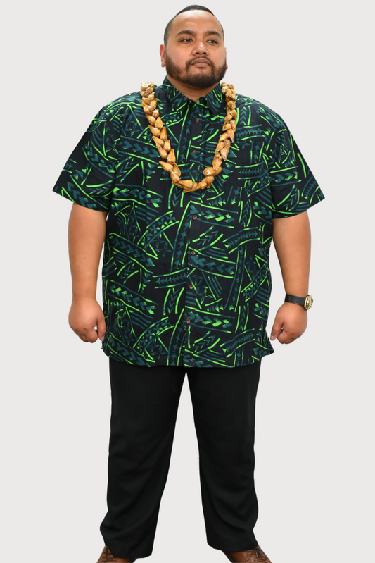 DANIEL SHIRT - COLLARED BUTTON UP - BLACK & GREEN
