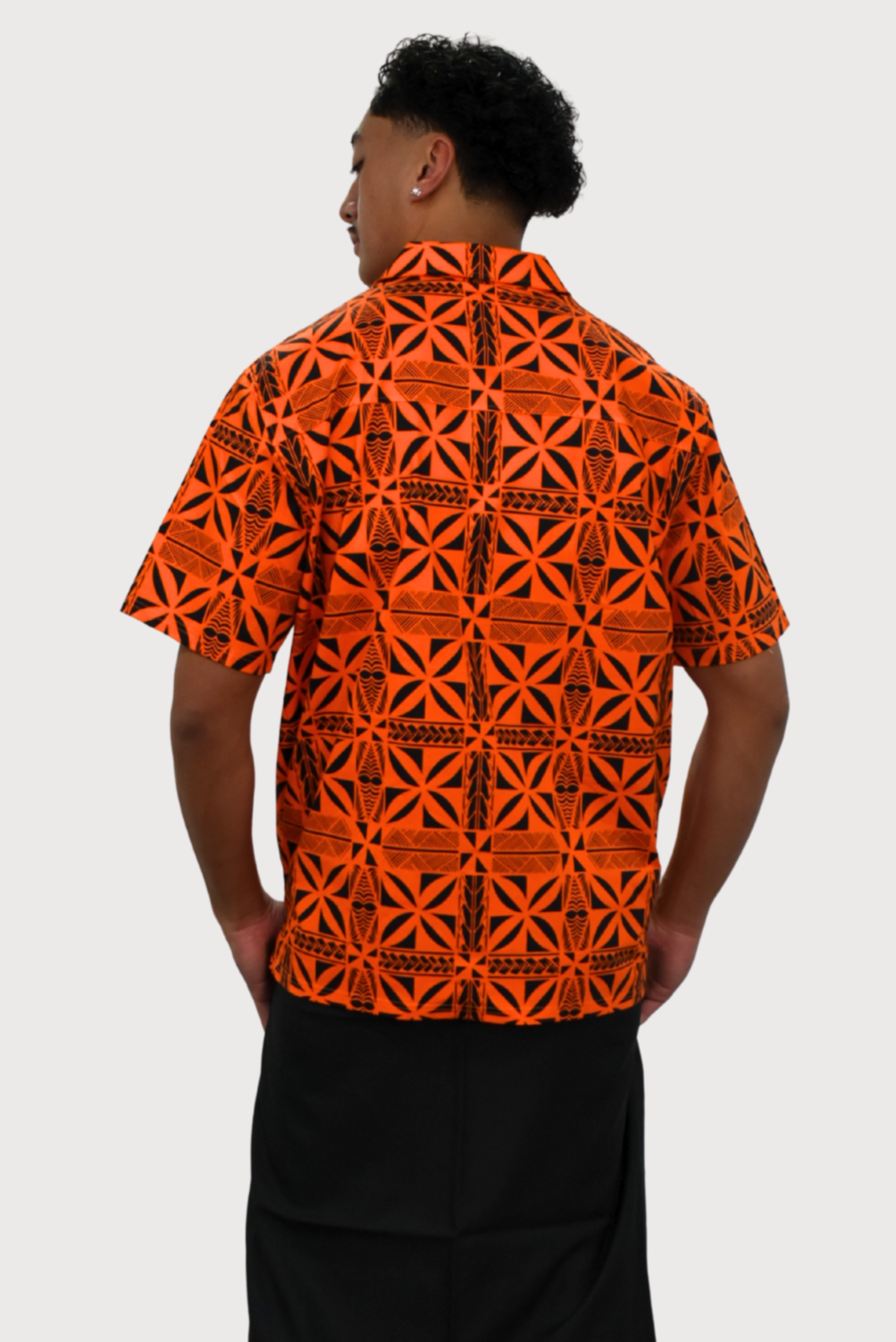JACOB SHIRT - COLLARED BUTTON UP - ORANGE & BLACK