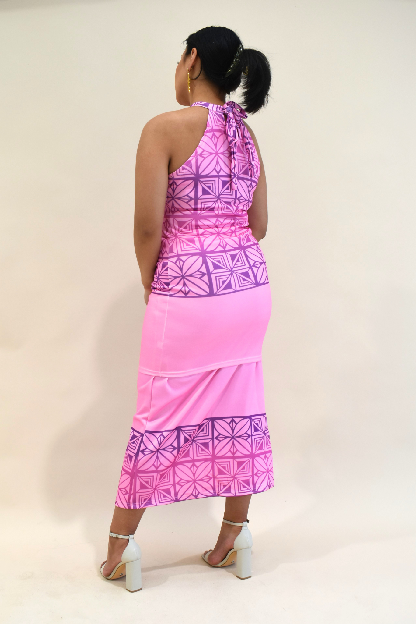 (PRE-ORDER) SISILIA PULETASI - HALTER NECK PULETASI - TWO PIECE OUTFIT - PURPLE & PINK