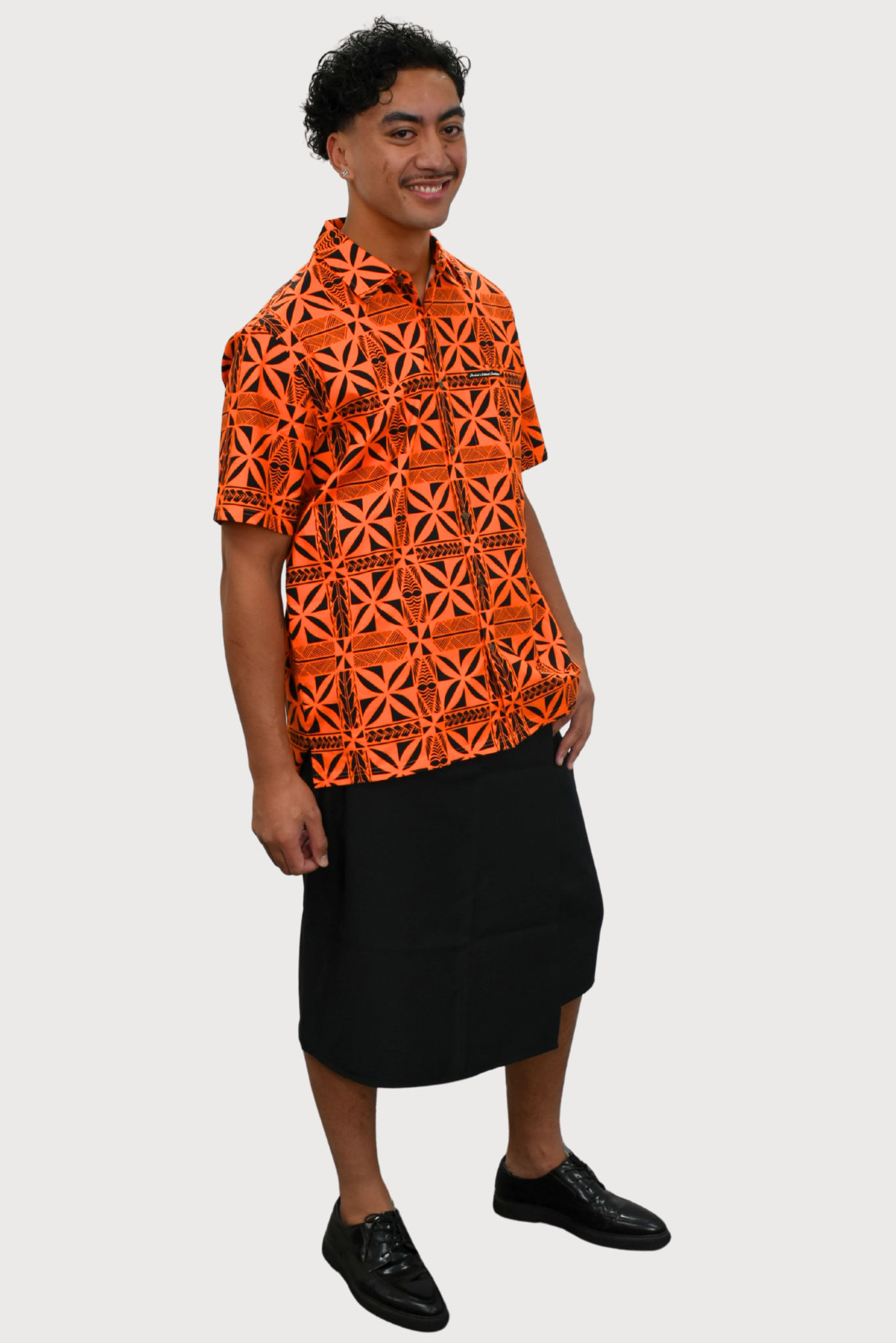 JACOB SHIRT - COLLARED BUTTON UP - ORANGE & BLACK