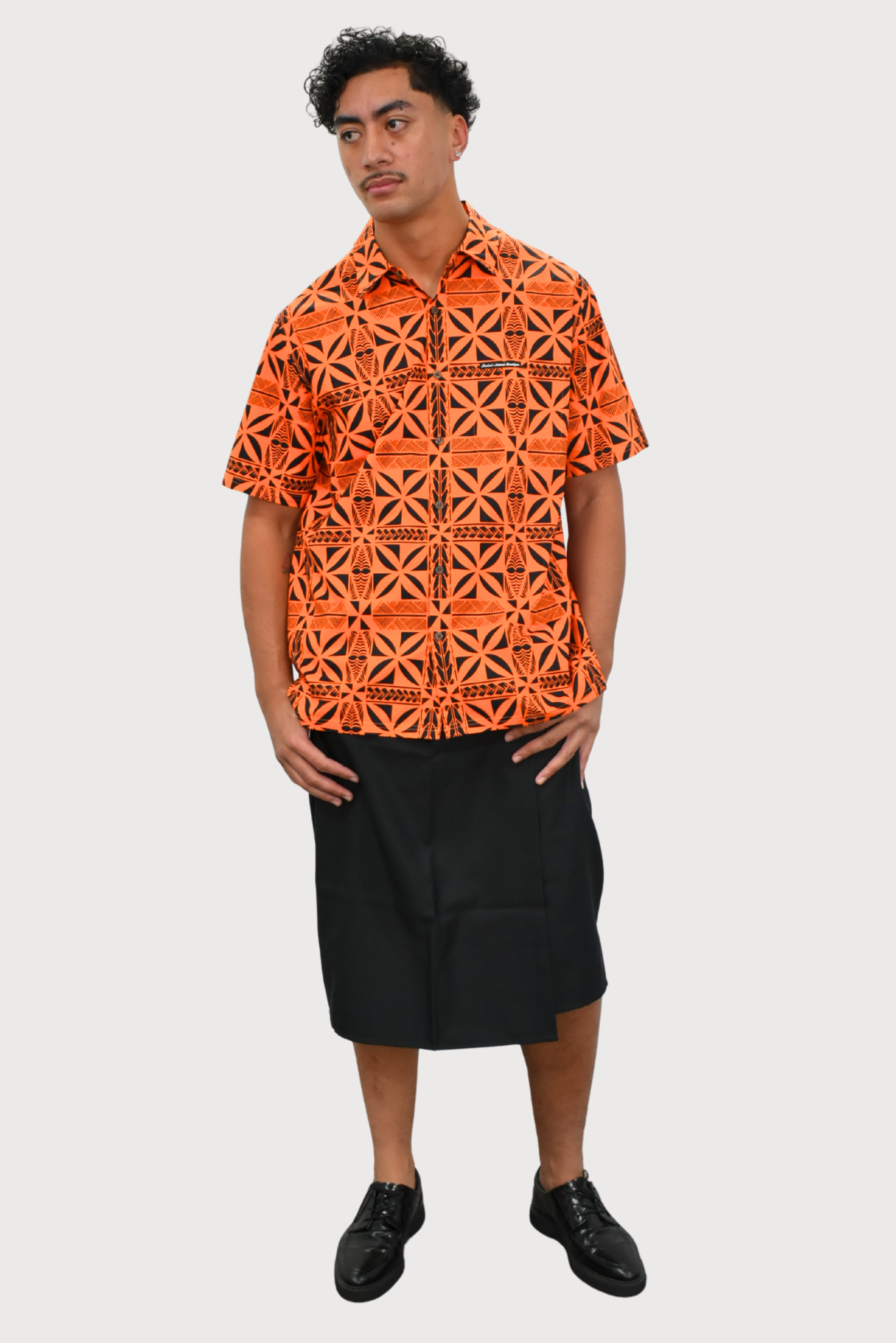 JACOB SHIRT - COLLARED BUTTON UP - ORANGE & BLACK