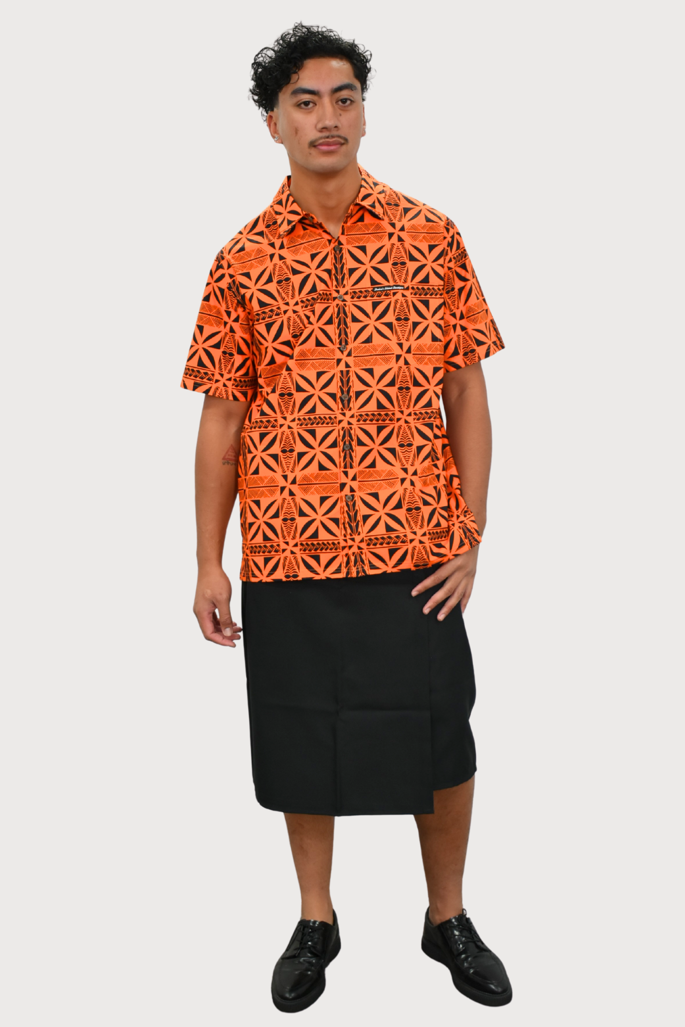 JACOB SHIRT - COLLARED BUTTON UP - ORANGE & BLACK