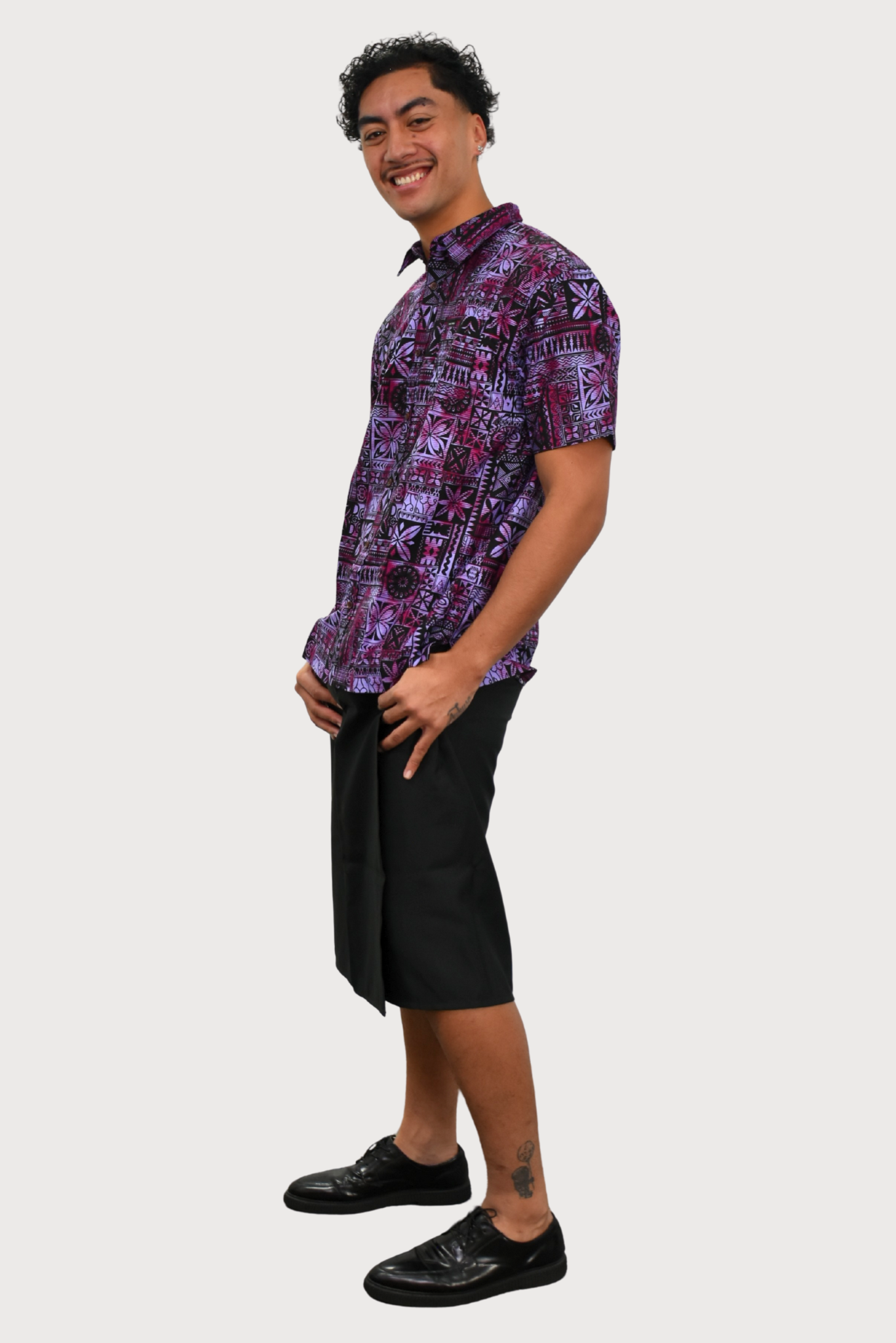 MARCUS SHIRT - COLLARED BUTTON UP - PURPLE & BLACK