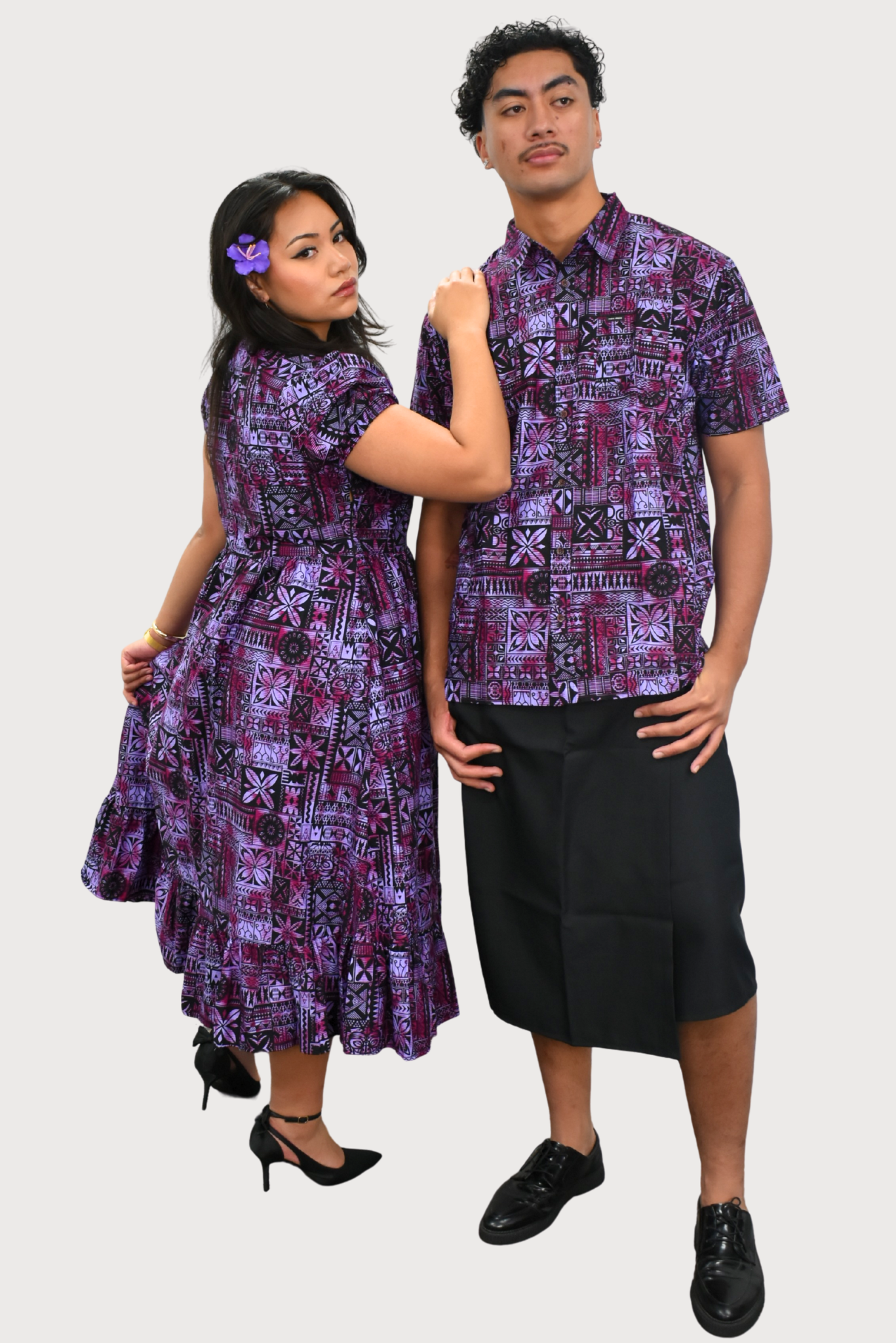 MARCUS SHIRT - COLLARED BUTTON UP - PURPLE & BLACK
