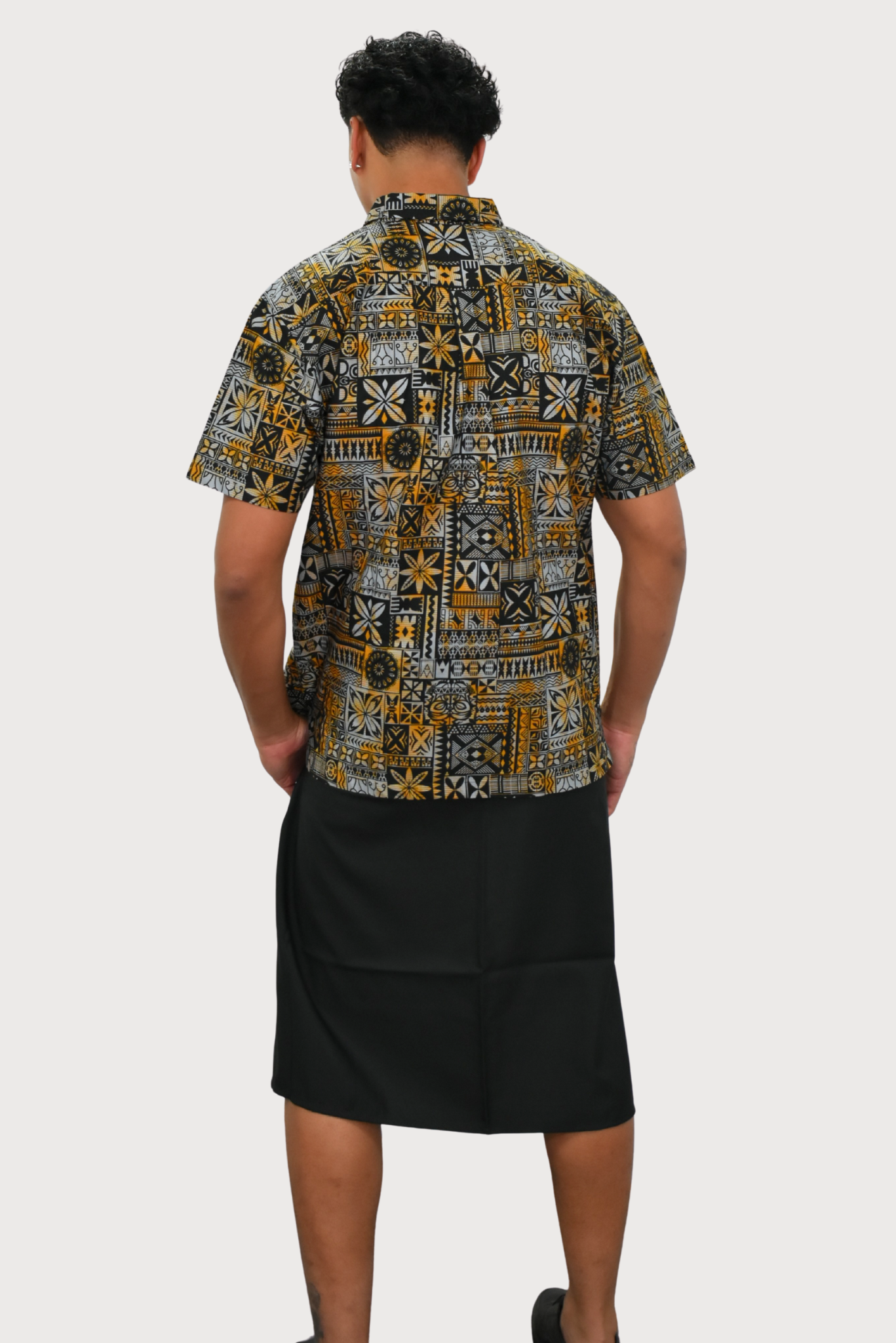 MARCUS SHIRT - COLLARED BUTTON UP - GOLD, GREY & BLACK