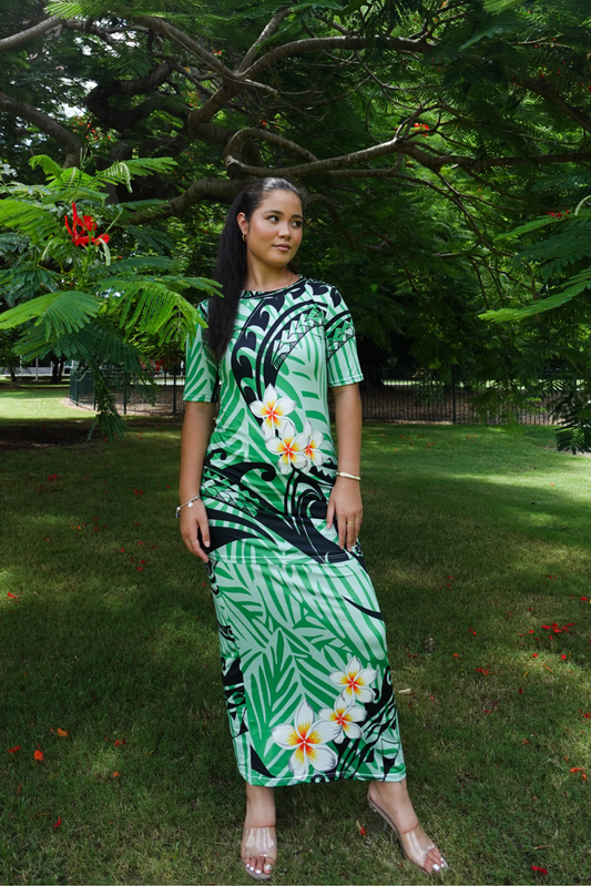 DAVINA DRESS - PULETASI DRESS - GREEN & BLACK