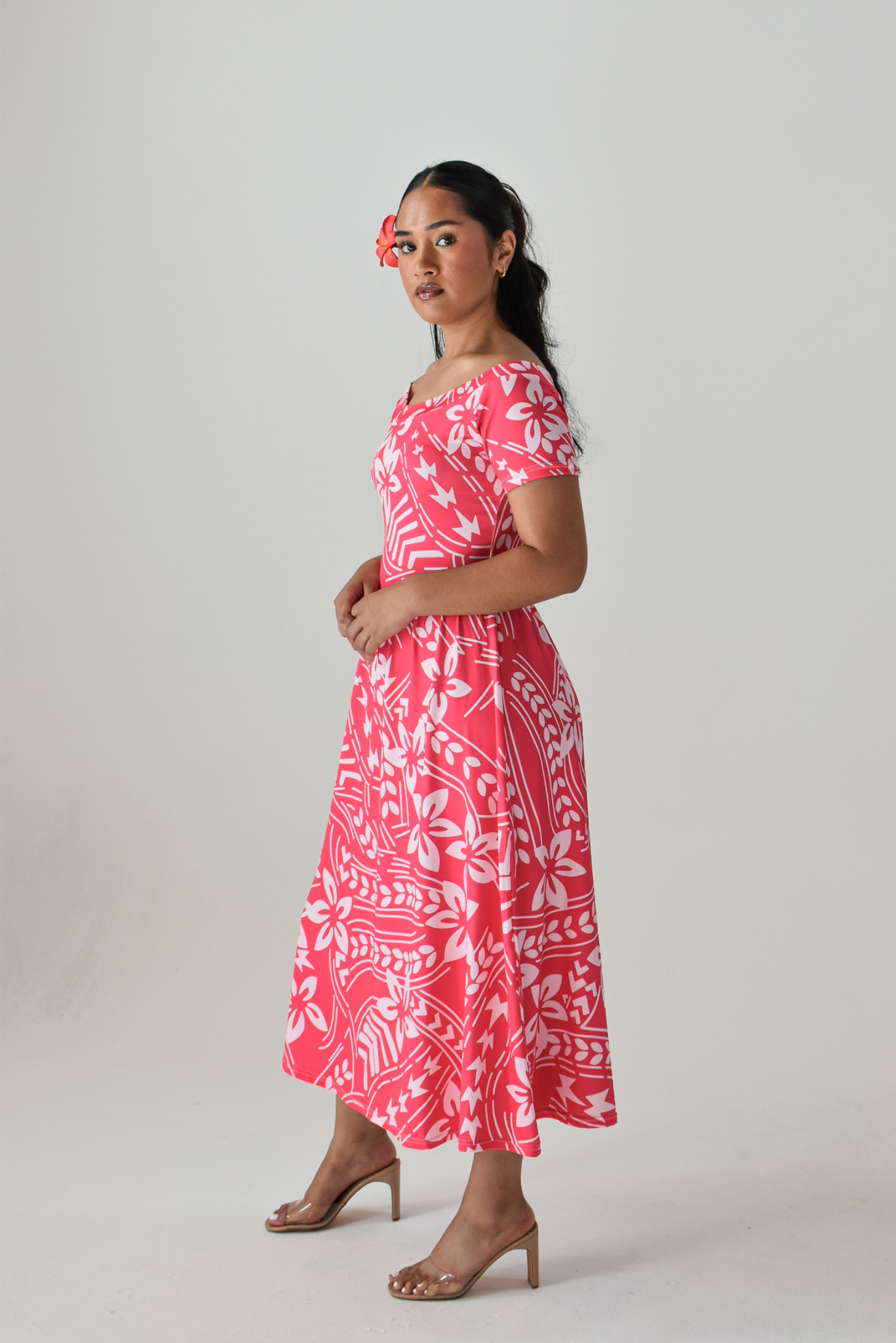 MAMANA DRESS - MIDI FLARE DRESS - PINK