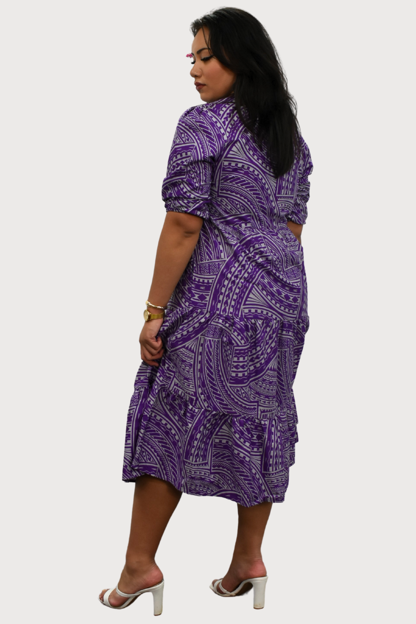 MARIAH DRESS - HIGH WAIST DRESS - PURPLE & GREY