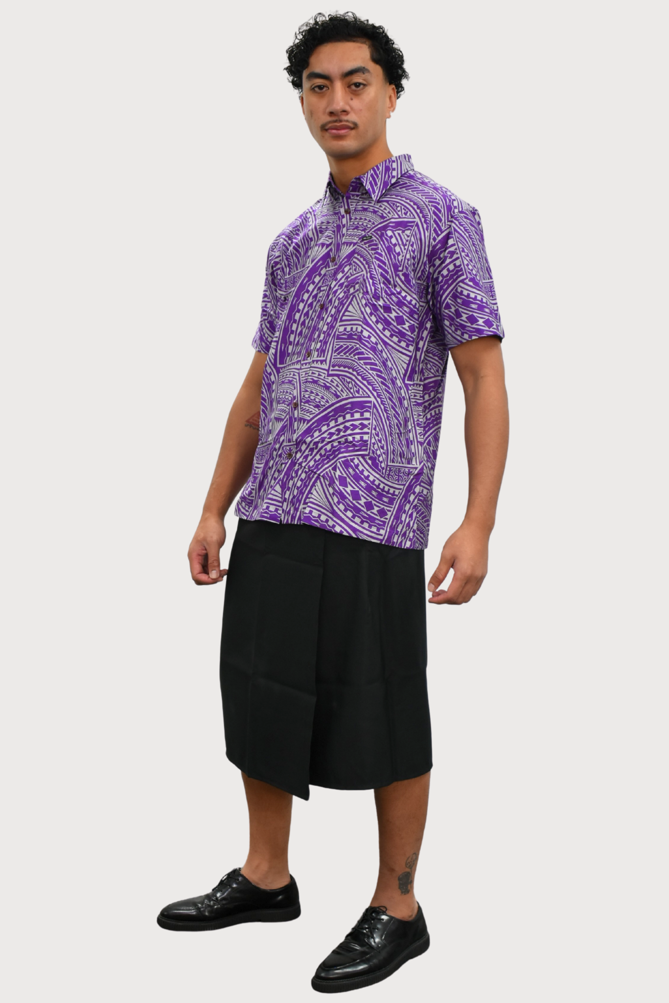 MARCUS SHIRT - COLLARED BUTTON UP - PURPLE & GREY