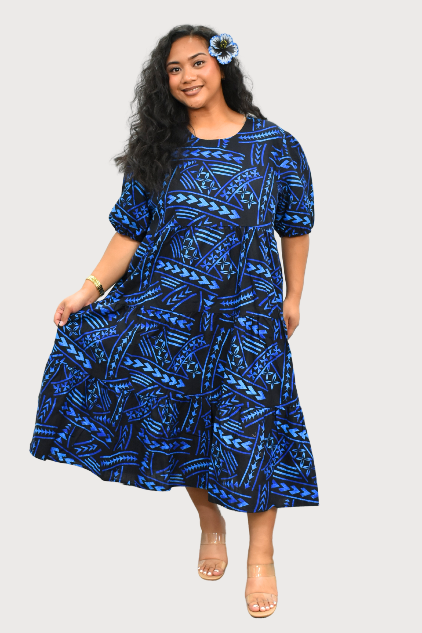 DIANA DRESS - HIGH WAIST DRESS - BLACK & BLUE