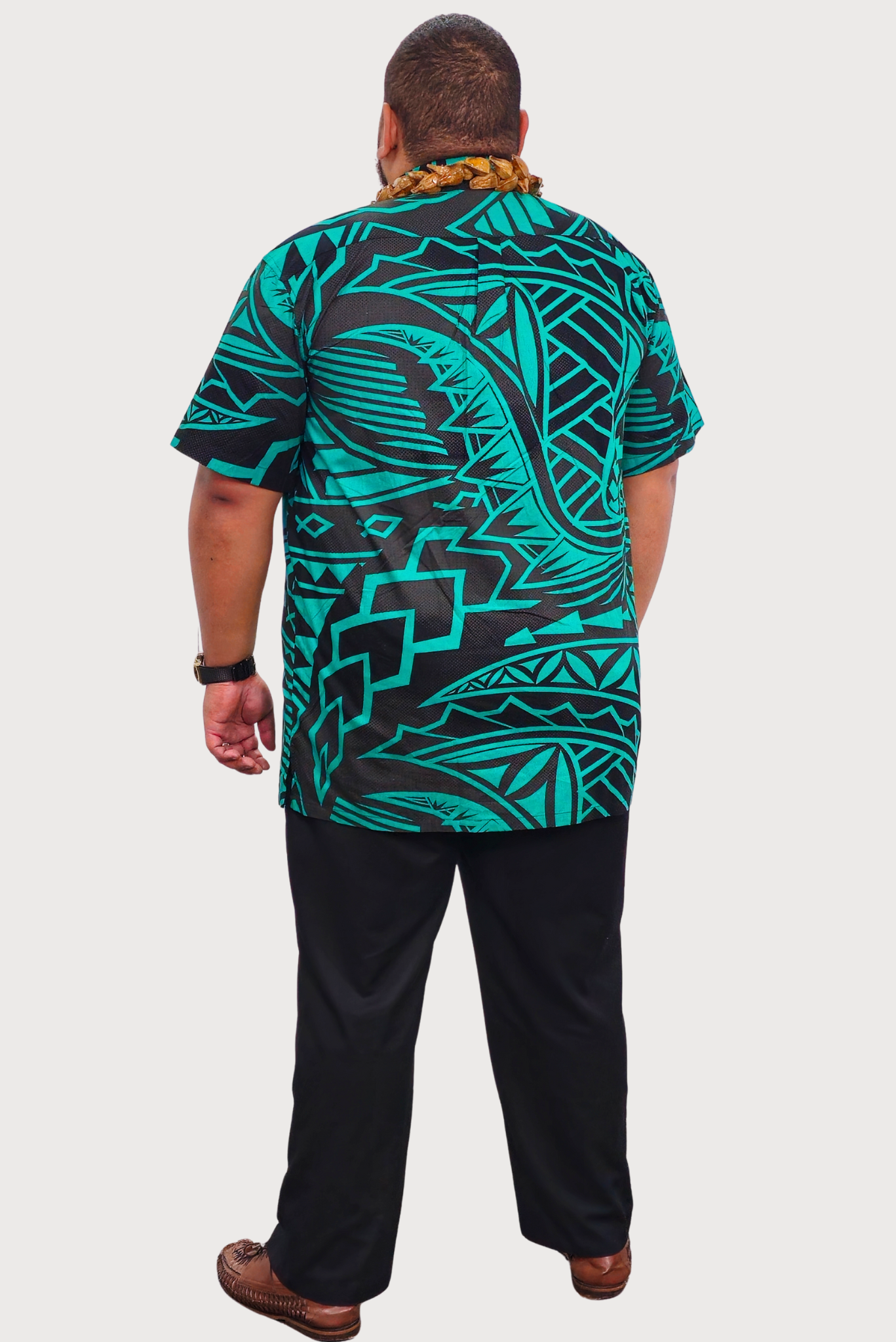 MAUI SHIRT - COLLARED BUTTON UP - GREEN & BLACK