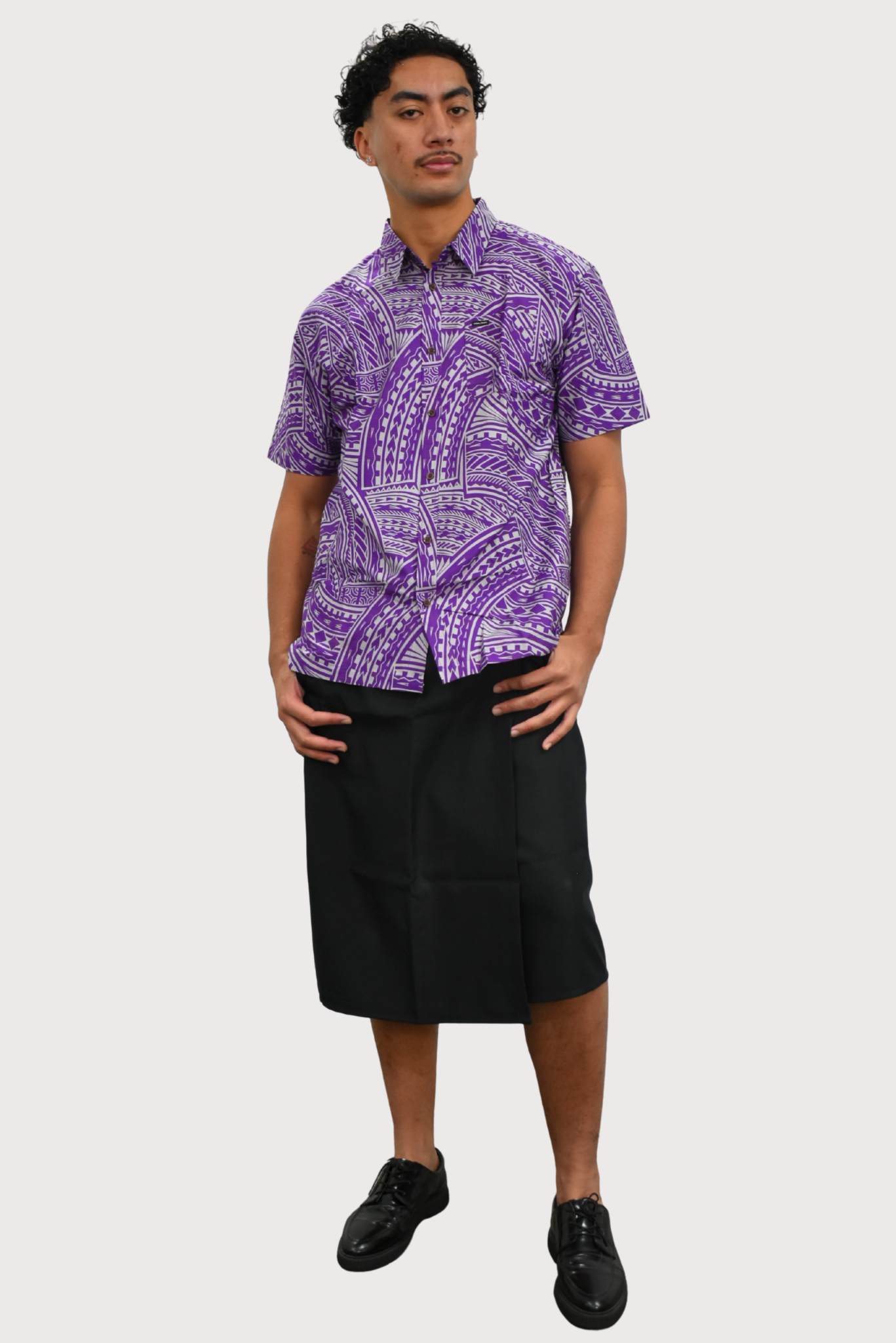 MARCUS SHIRT - COLLARED BUTTON UP - PURPLE & GREY