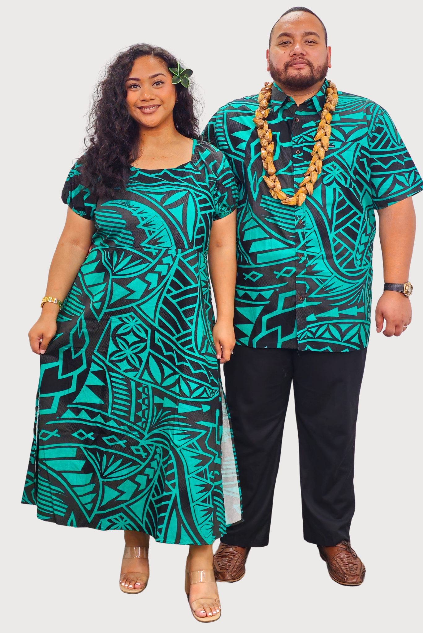 DESSICA DRESS - GREEN & BLACK HIGHWAIST DRESS