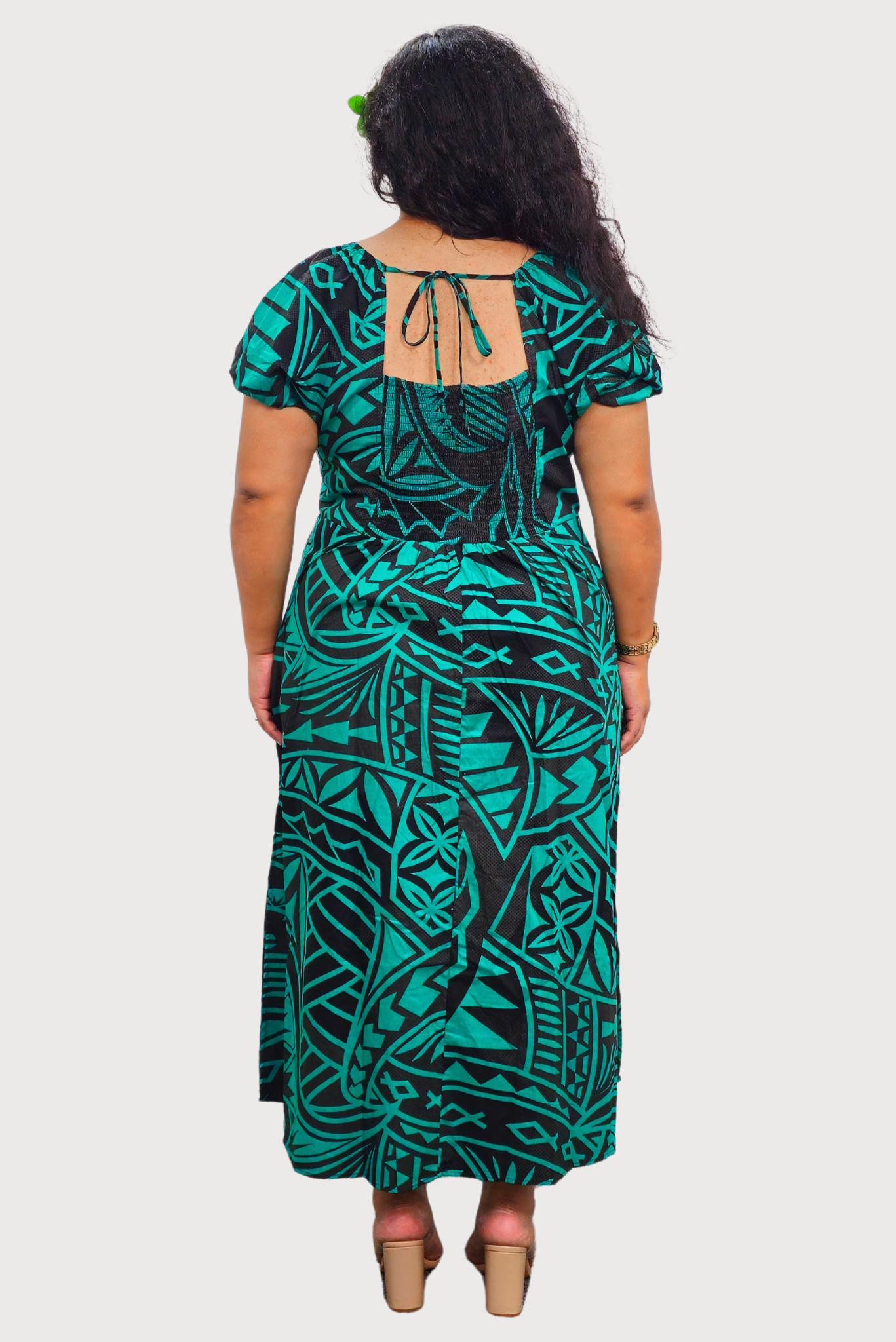 DESSICA DRESS - GREEN & BLACK HIGHWAIST DRESS
