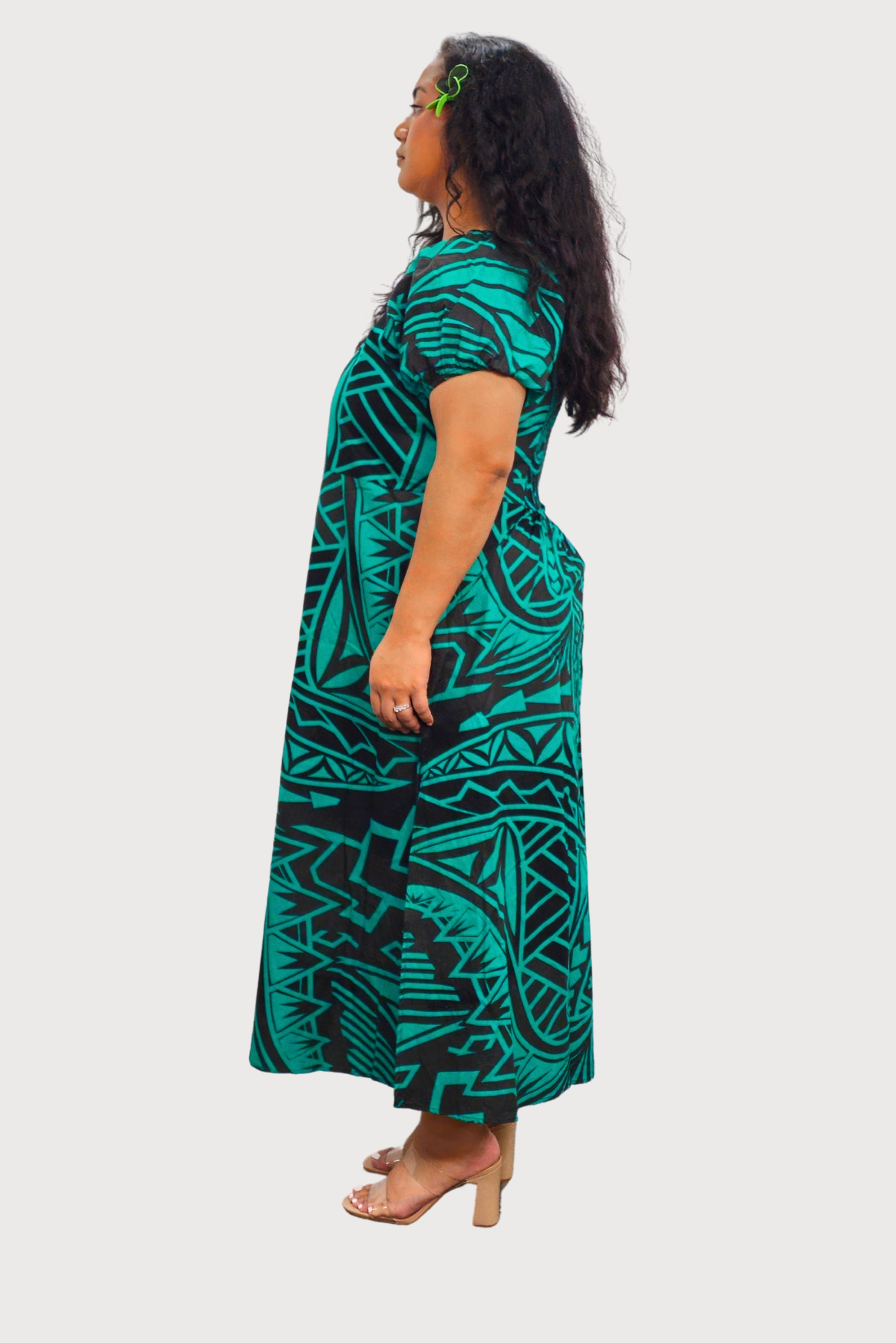 DESSICA DRESS - GREEN & BLACK HIGHWAIST DRESS
