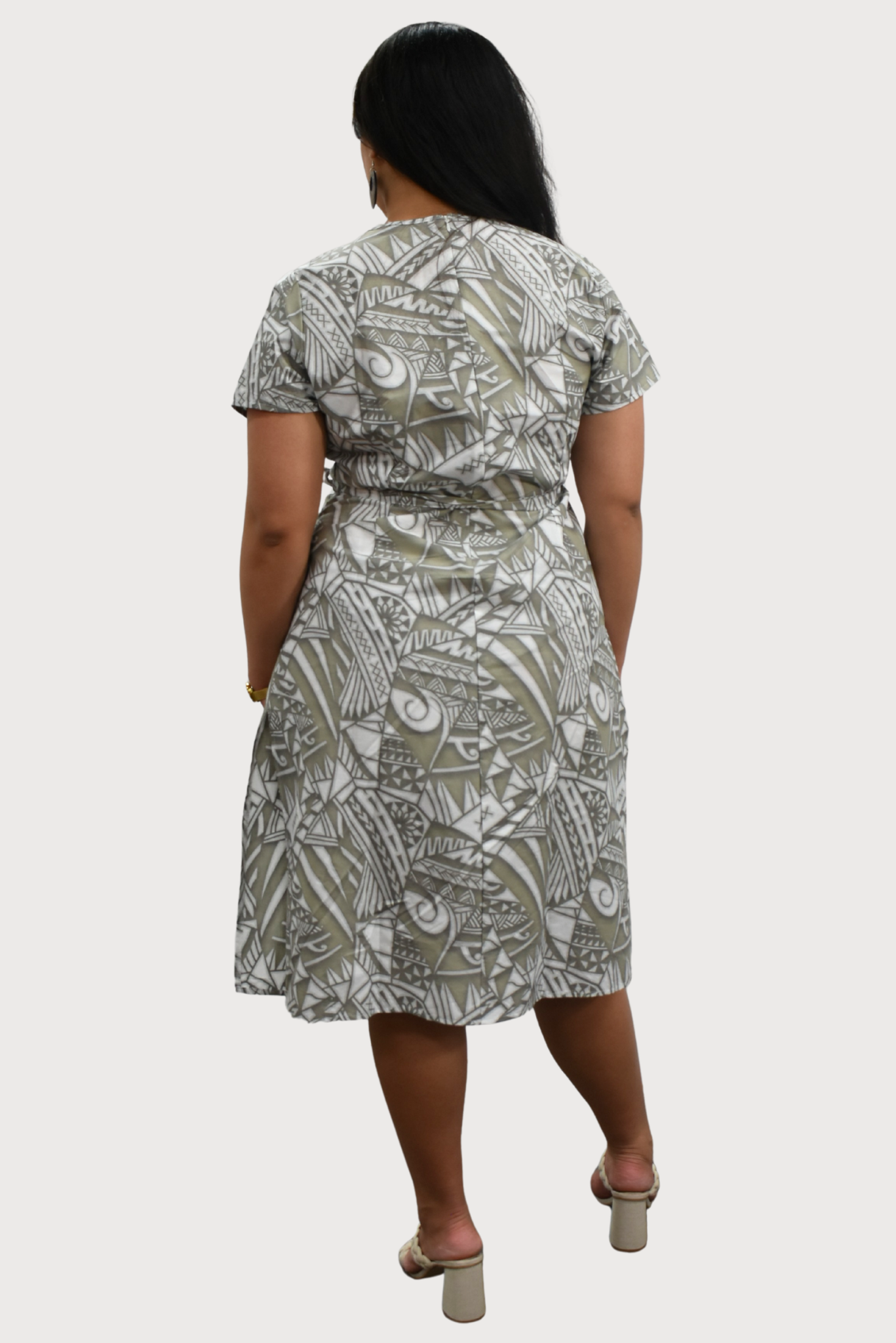 MARIAH DRESS - MIDI DRESS - GREY & WHITE