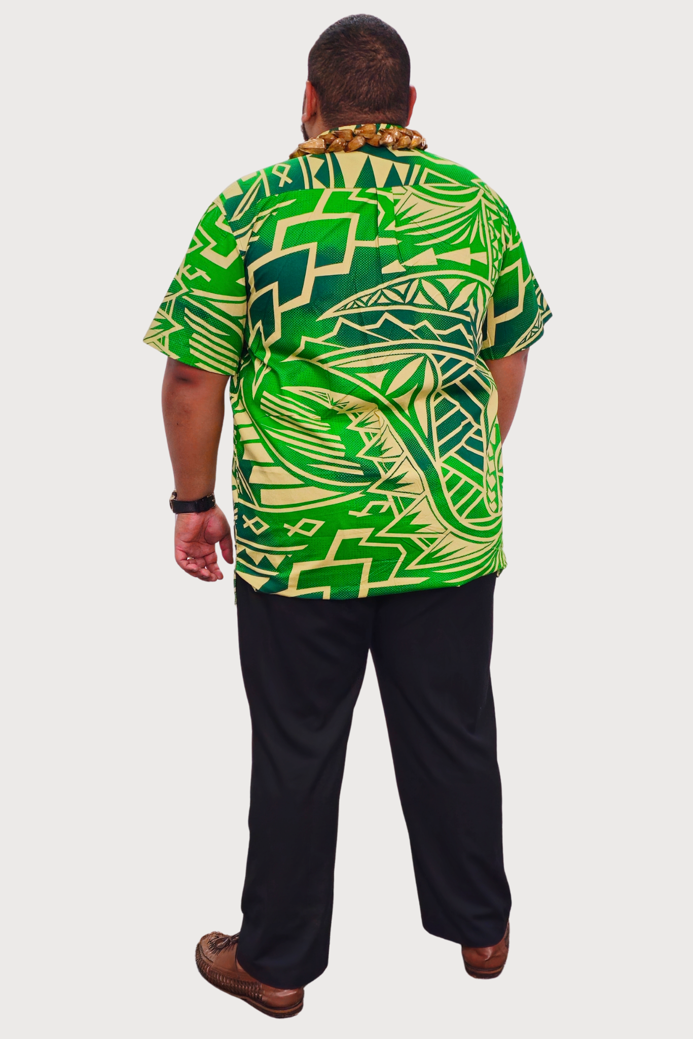 MAUI SHIRT - COLLARED BUTTON UP - GREEN & TAN