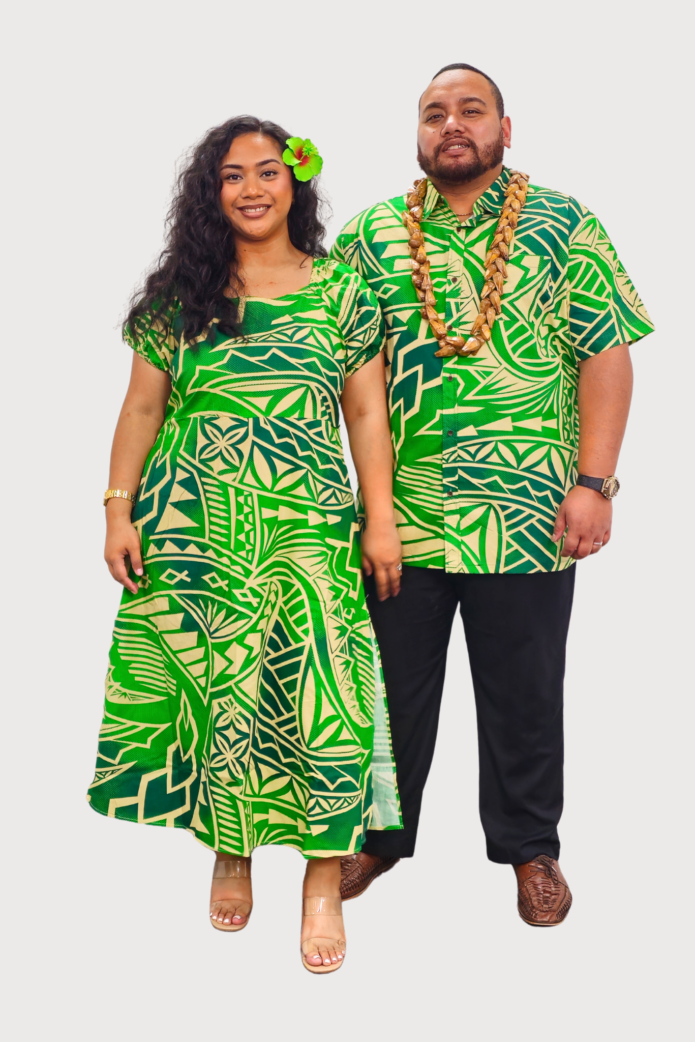 IOLANA DRESS - GREEN & TAN HIGHWAIST DRESS