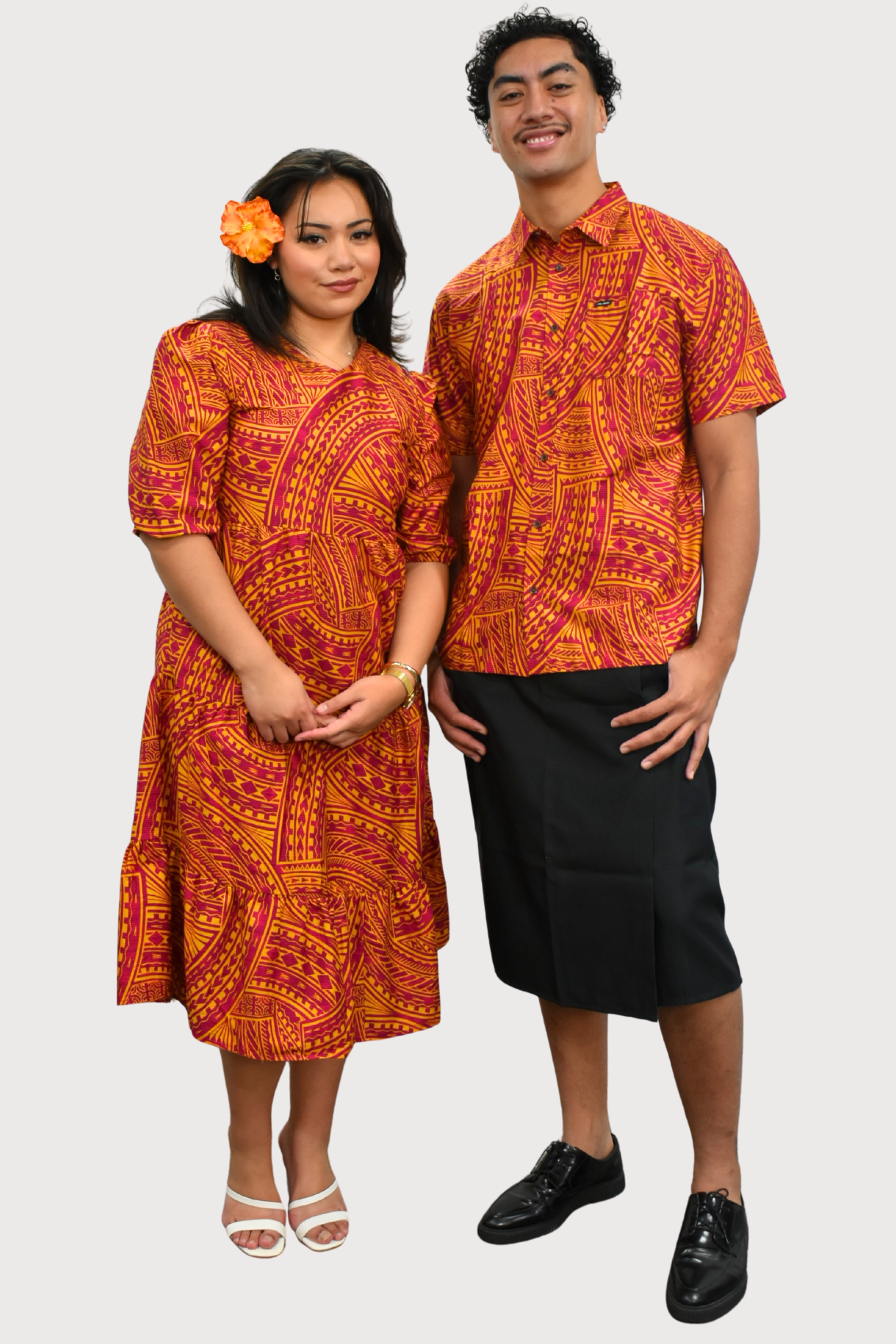 MARCUS SHIRT - COLLARED BUTTON UP - RED & ORANGE
