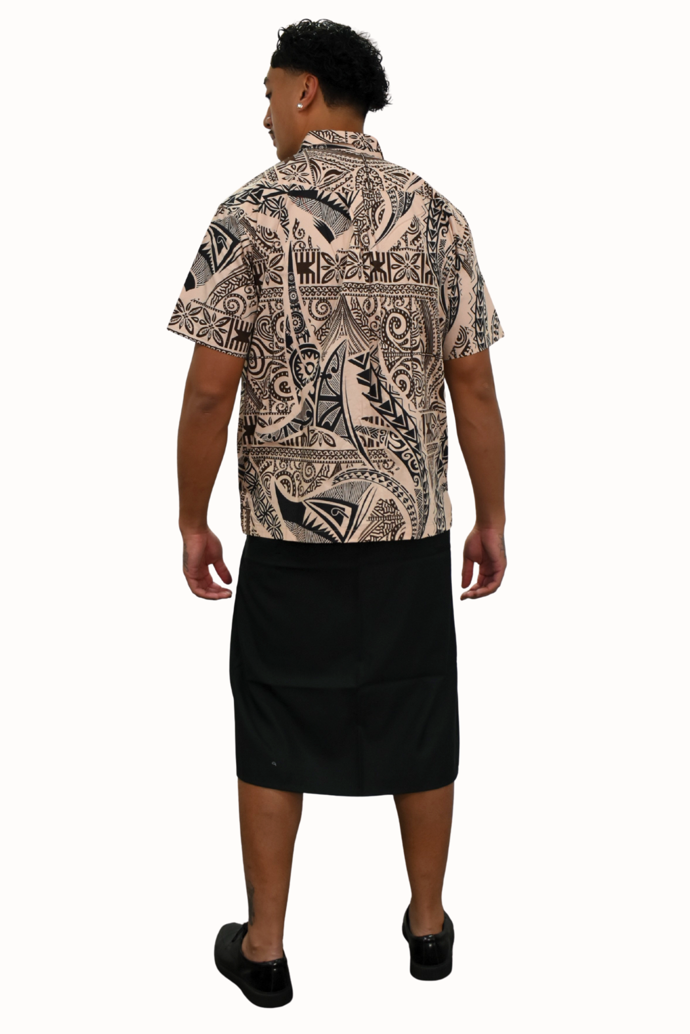SETH SHIRT - COLLARED BUTTON UP - TAN & BLACK