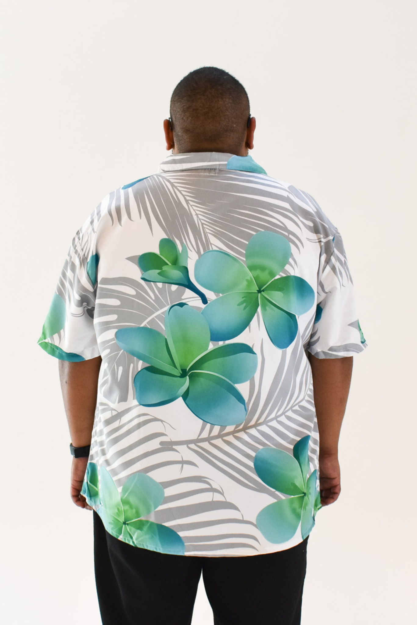 MALOSI SHIRT - COLLARED BUTTON UP SHIRT - WHITE & GREEN FLORAL PATTERN
