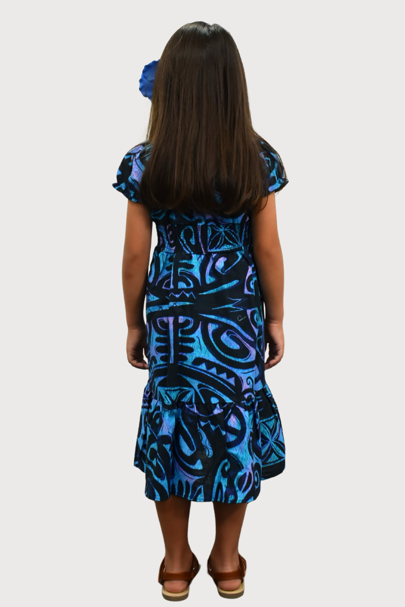 LEILANI GIRLS DRESS - FLOWY DRESS - BLUE & BLACK
